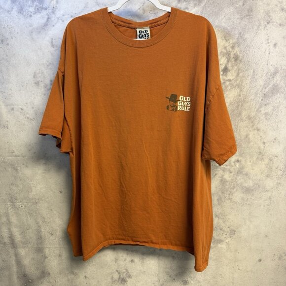 Vintage Old Guys Rule T Shirt Mens 3XL 26x29 Orange John Wayne Western - Picture 3 of 10